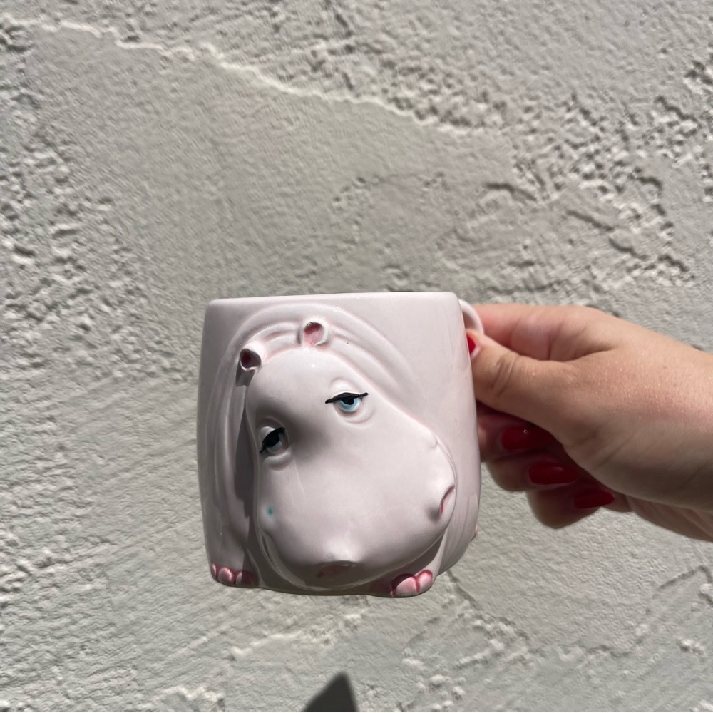 Vintage 80s Fitz and Floyd Pink Hippo Mug